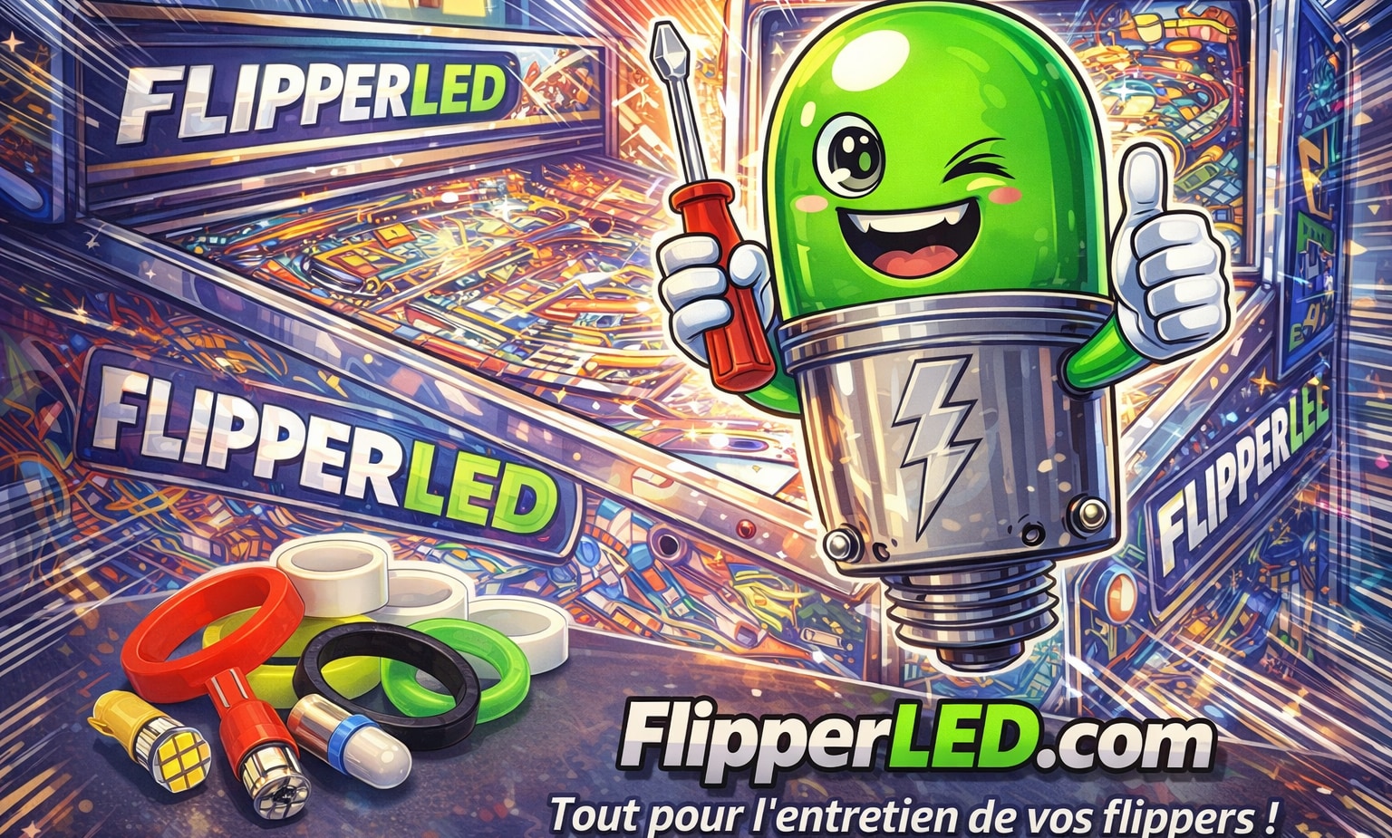 FlipperLED - LED et Pièces pour Flippers Ampoules, Élastiques, Billes